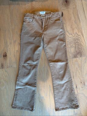 Frame Denim Le Crop Mini Boot in Tan Coated Leather feel size 27